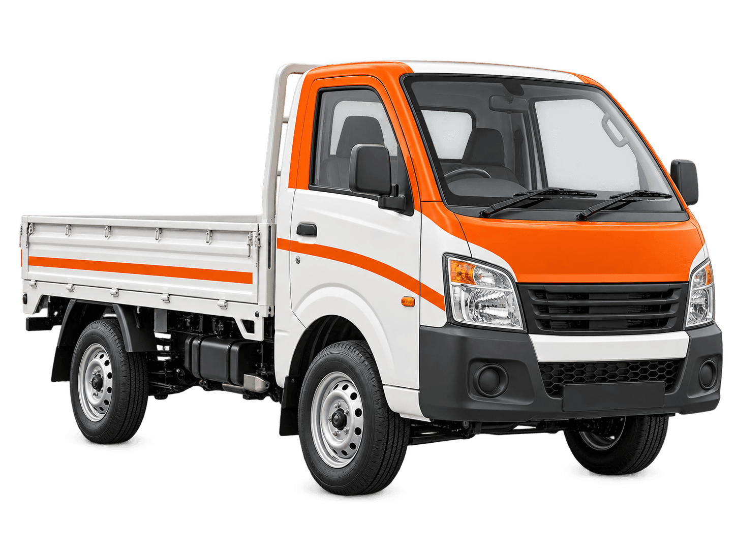 White mini truck with Voder branding parked at a Karnataka market street